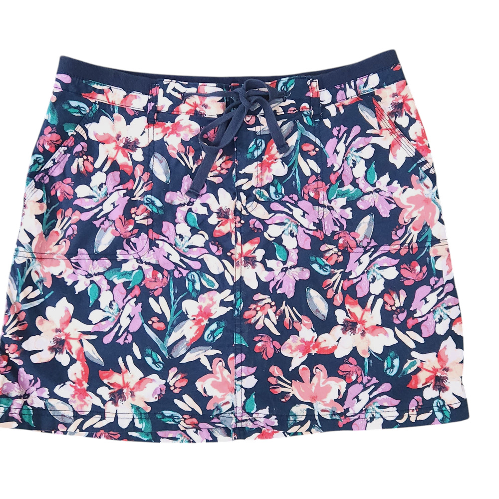 Floral Skirt Skort Size 14 Elastic Waist, Shorts Under Skirt, So Cute!